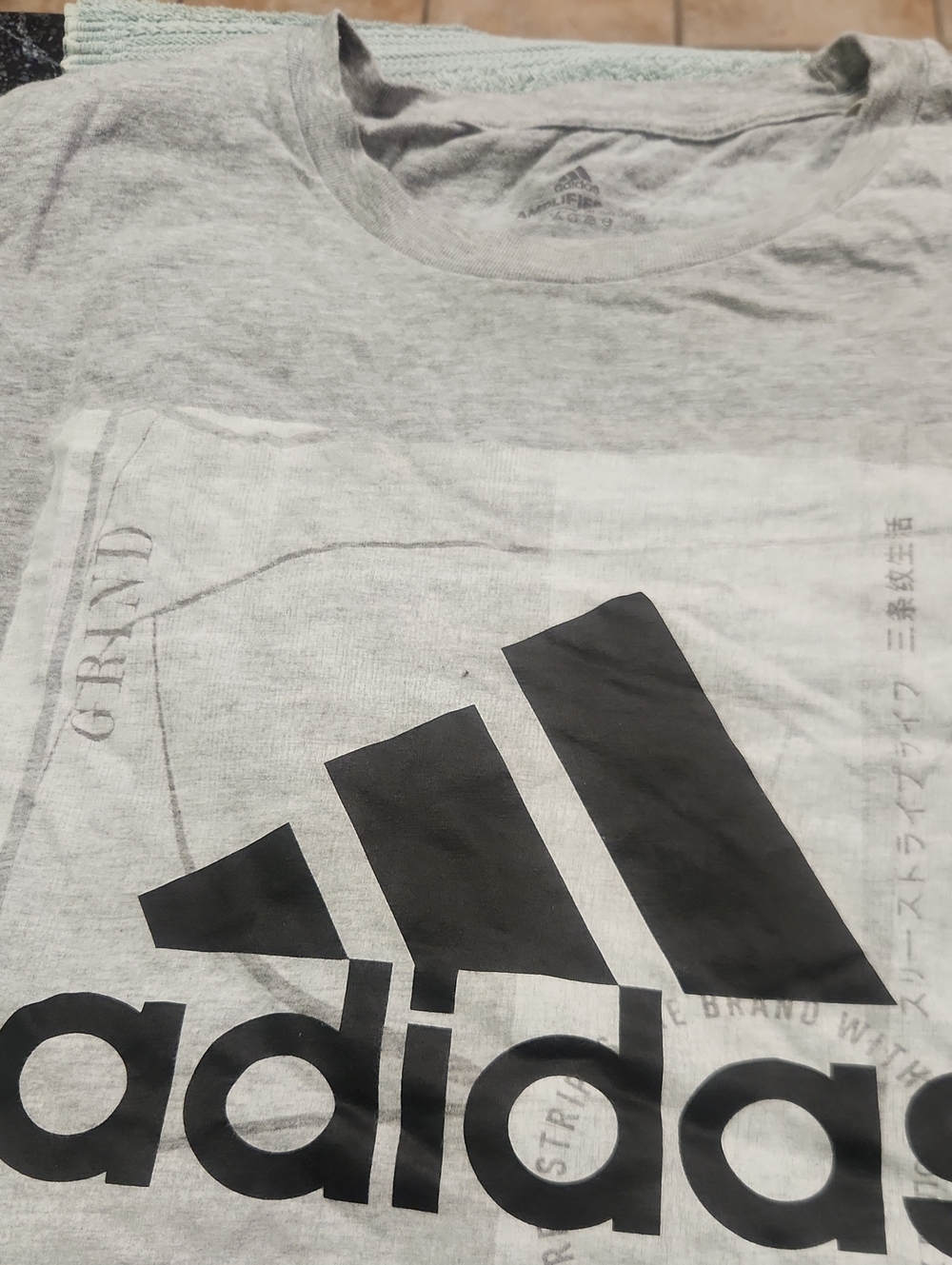 adidas Light Gray Short Sleeve Tee with Black Logo